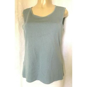 Exclusively Misook Tank Top Blouse Shirt Sleeveless Scoop Neck Blue M
